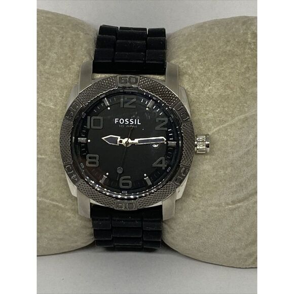 Fossil PR5409 Men's Black Silicone Analog Black Dial Quartz Genuine Watch JK2 - Picture 3 of 12